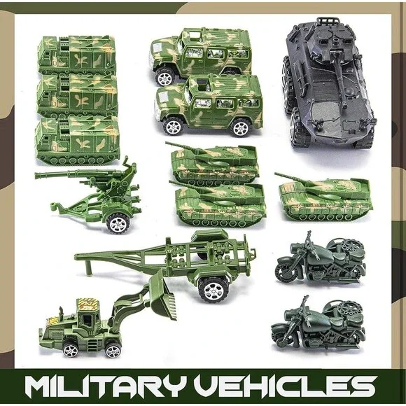 JaxoJoy 200 Piece Army Toy Military Set: Army Men Vehicles Aircraft Boats & More - Picture 5 of 8